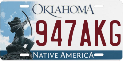 OK license plate 947AKG