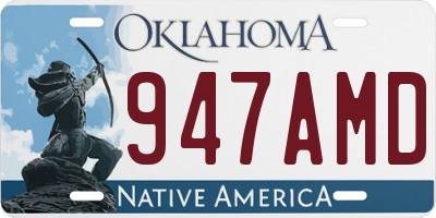 OK license plate 947AMD