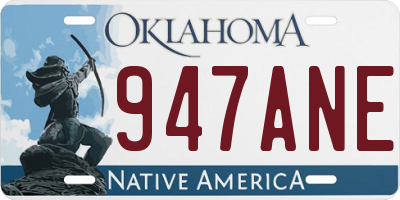OK license plate 947ANE