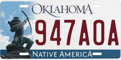 OK license plate 947AOA