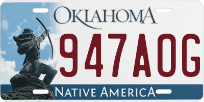 OK license plate 947AOG