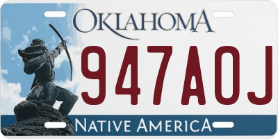 OK license plate 947AOJ