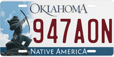 OK license plate 947AON