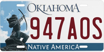 OK license plate 947AOS