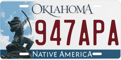 OK license plate 947APA