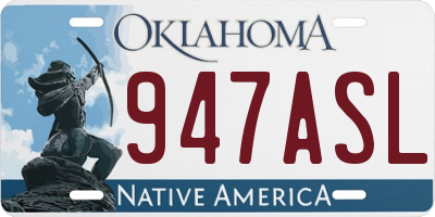 OK license plate 947ASL