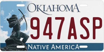OK license plate 947ASP