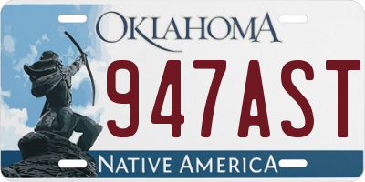 OK license plate 947AST