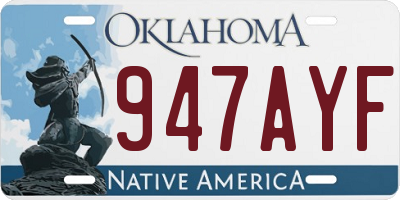OK license plate 947AYF