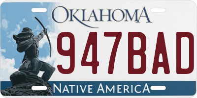 OK license plate 947BAD