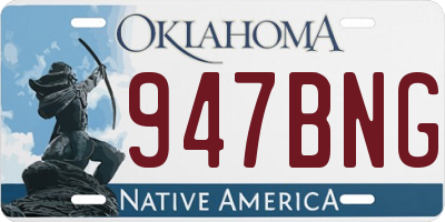 OK license plate 947BNG