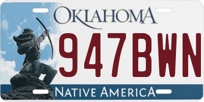 OK license plate 947BWN