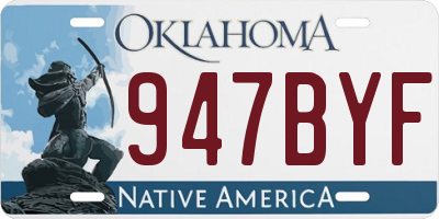 OK license plate 947BYF