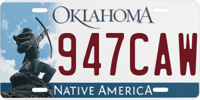 OK license plate 947CAW