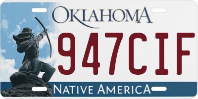 OK license plate 947CIF