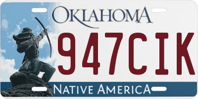 OK license plate 947CIK