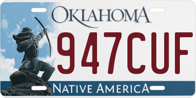 OK license plate 947CUF