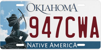 OK license plate 947CWA