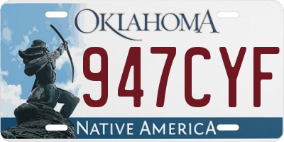 OK license plate 947CYF