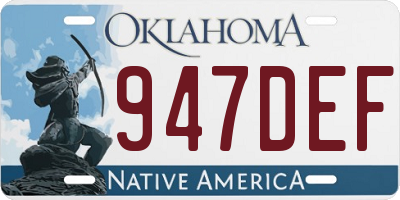 OK license plate 947DEF