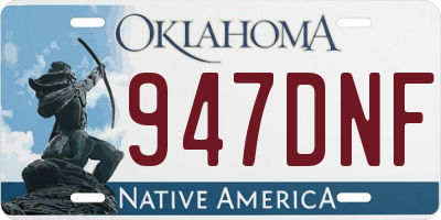 OK license plate 947DNF