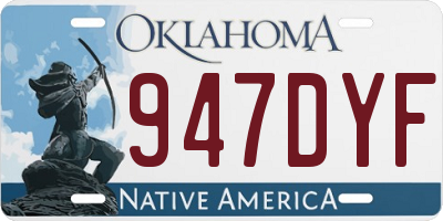 OK license plate 947DYF