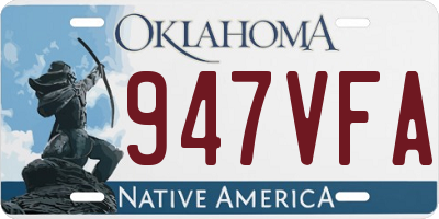 OK license plate 947VFA
