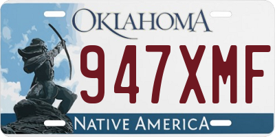 OK license plate 947XMF