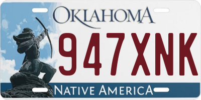 OK license plate 947XNK