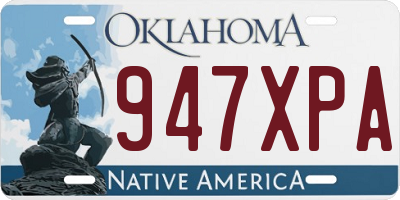 OK license plate 947XPA