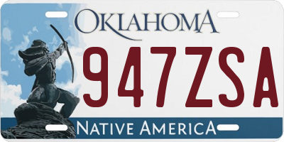 OK license plate 947ZSA