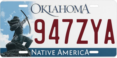 OK license plate 947ZYA