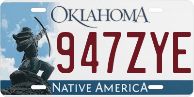 OK license plate 947ZYE