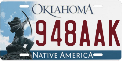 OK license plate 948AAK