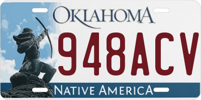 OK license plate 948ACV