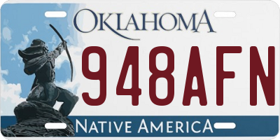OK license plate 948AFN