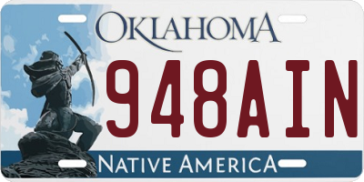 OK license plate 948AIN