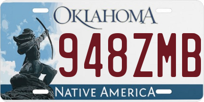 OK license plate 948ZMB