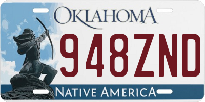 OK license plate 948ZND