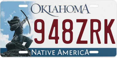 OK license plate 948ZRK