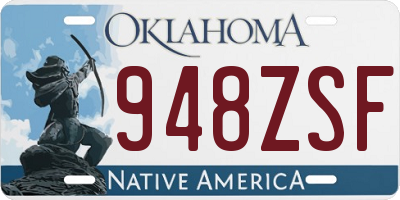 OK license plate 948ZSF