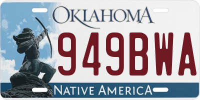 OK license plate 949BWA
