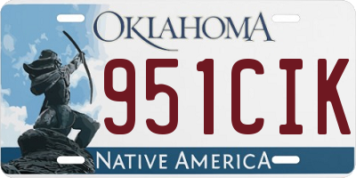 OK license plate 951CIK