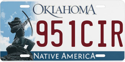 OK license plate 951CIR