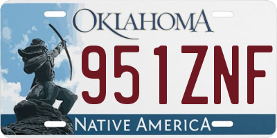 OK license plate 951ZNF
