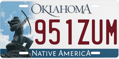 OK license plate 951ZUM