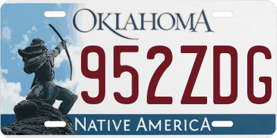 OK license plate 952ZDG