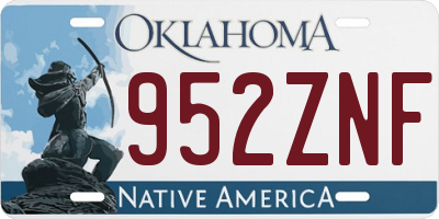 OK license plate 952ZNF