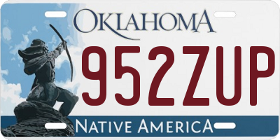 OK license plate 952ZUP