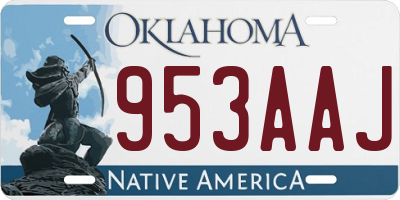 OK license plate 953AAJ